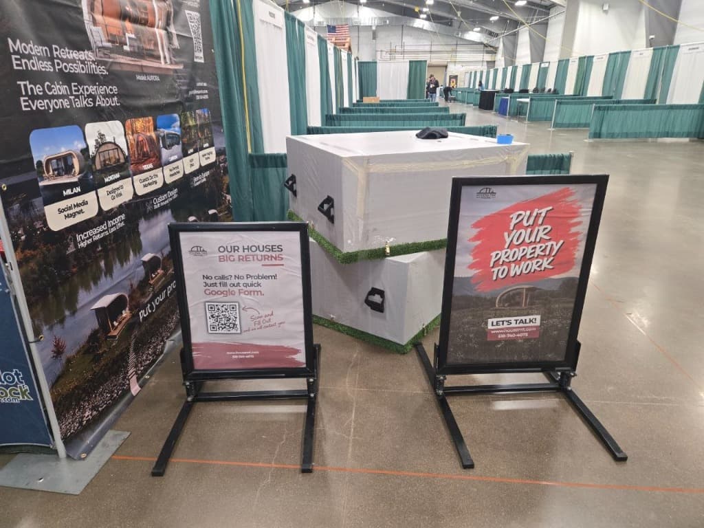 Modern Tiny House property partnership and return on investment booth showcase