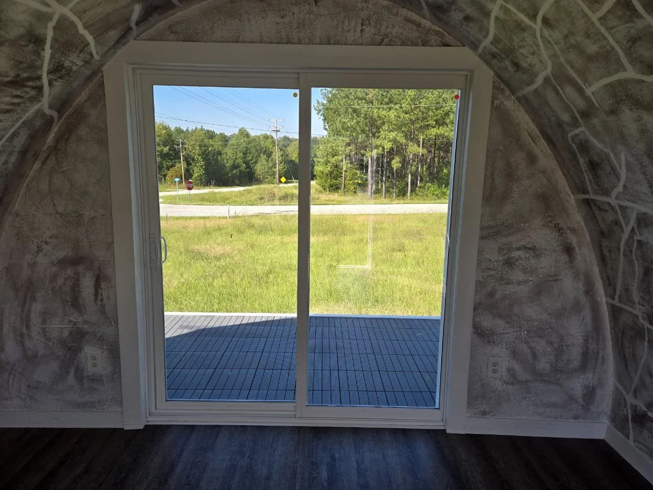 Showroom window and interior finish detail